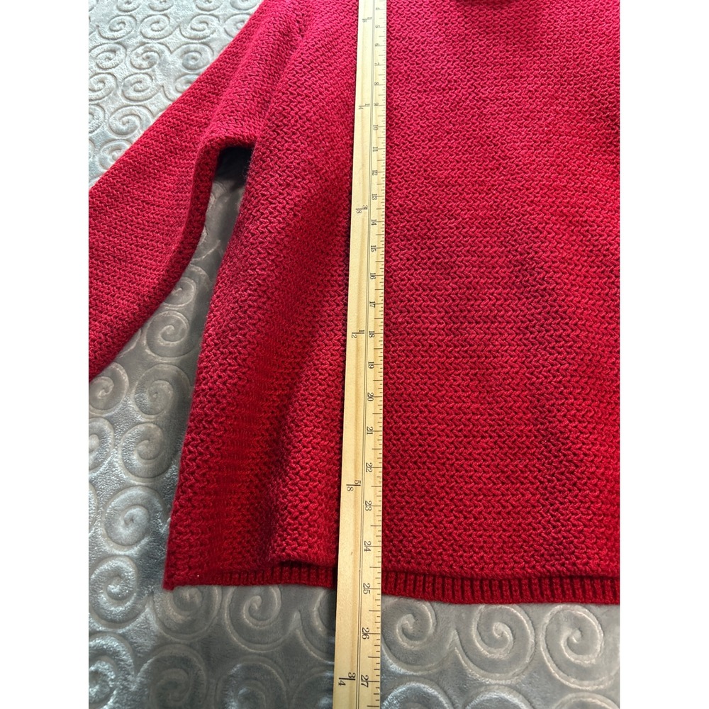 Karen Scott Red Mock Neck Knit Sweater Textured Long Sleeve Women's Size L - Picture 5 of 11